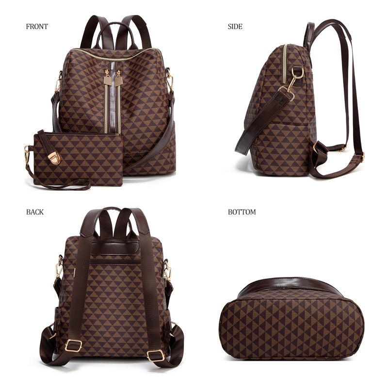 Makes Backpack Purse for Women PU Leather Travel Satchel Handbag Convertible Design Bag with Purse 2 Piece - Image 4